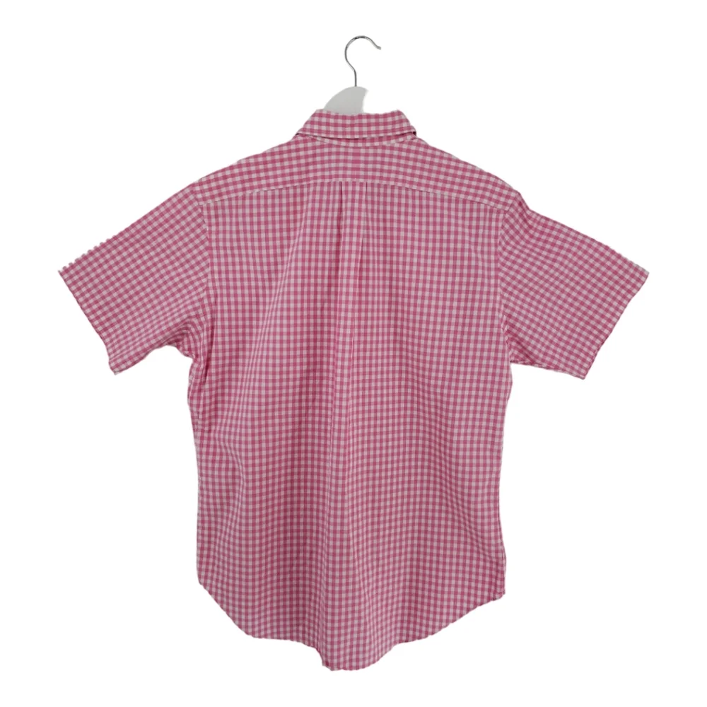 Ralph Lauren Polo Button Down Short Sleeve Shirt Large Classic Fit Pink White